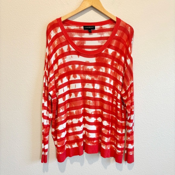 Lane Bryant Women's Plus Size 18/20 Sweater Orange Long Sleeve Tie Dye Stripes - Picture 1 of 12